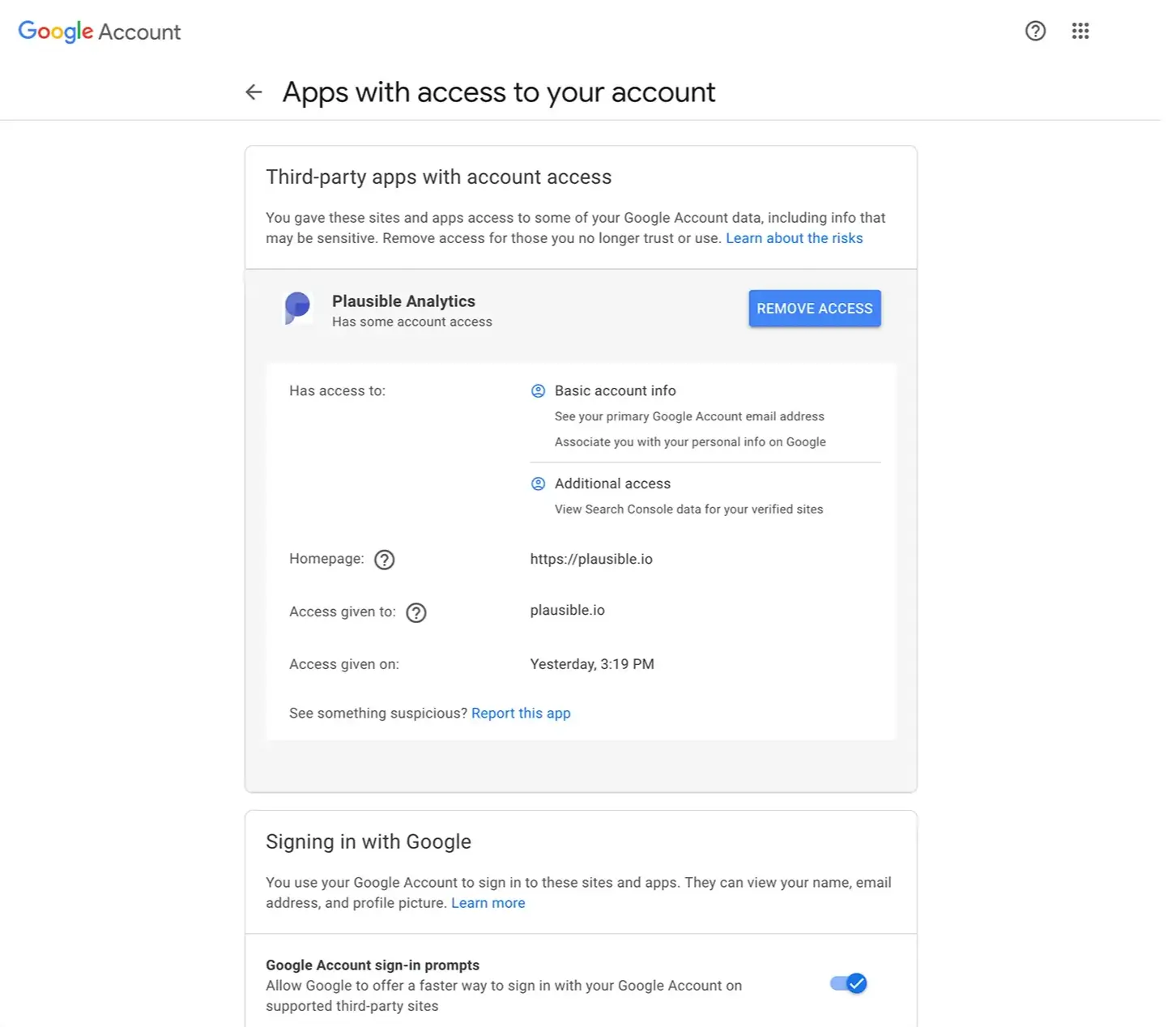 Third-party apps with account access